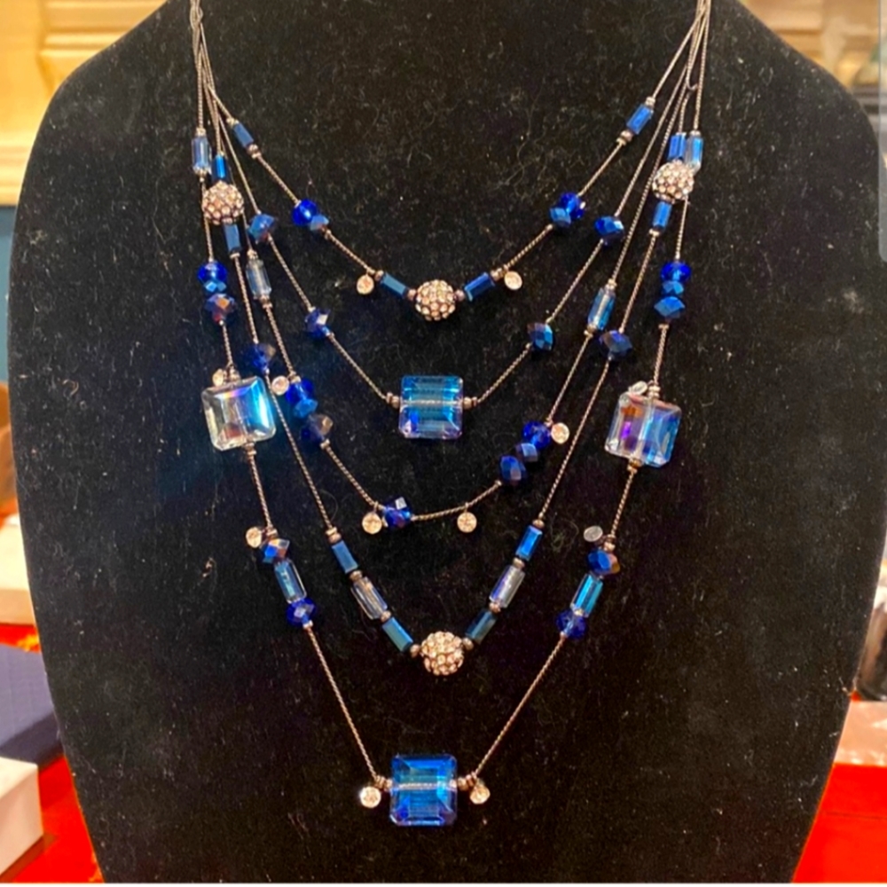 Gunmetal 5 Strand Statement Necklace